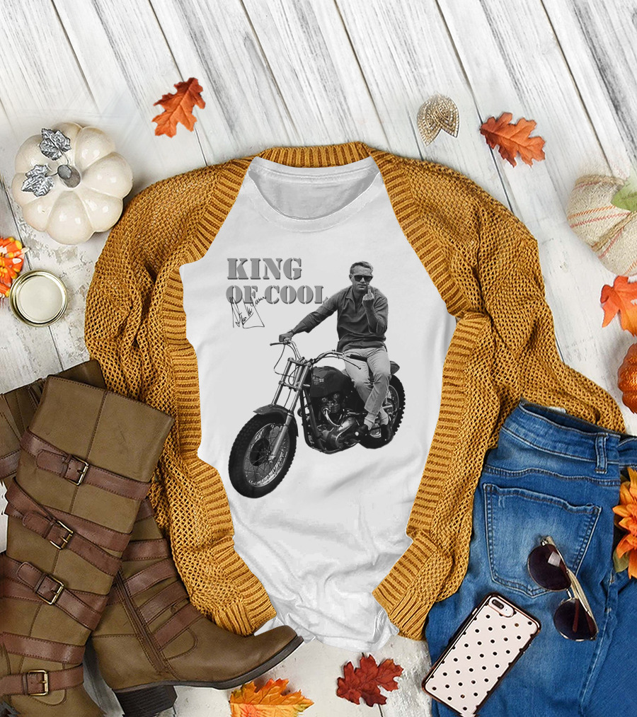 Steve McQueen King of Cool Motorcycle Signature T-Shirt