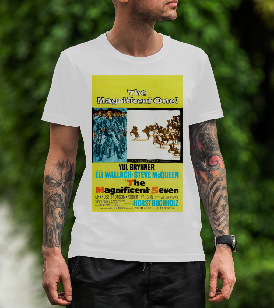 The Magnificent Seven 1960 Steve McQueen Yul Brynner Eli Wallach Movie T-Shirt
