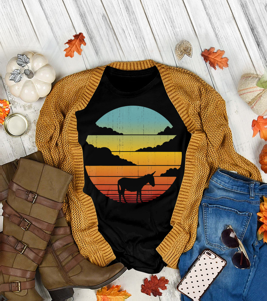 Donkey Vintage 60s 70s Farm Retro Sunset T-Shirt