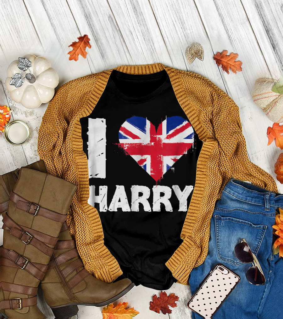 I Love Harry British Flag Heart T-Shirt