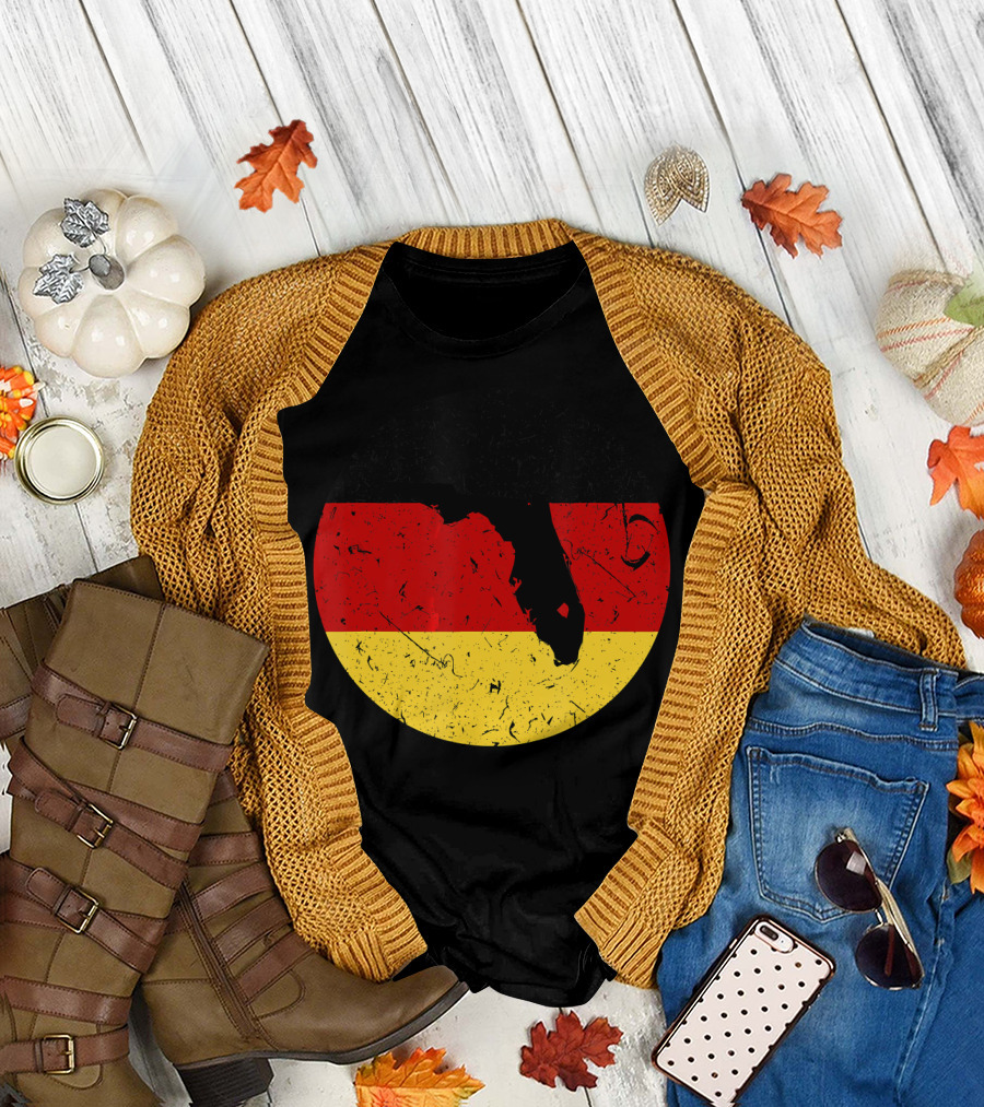 Proud Floridian German Flag Map of Florida T-Shirt