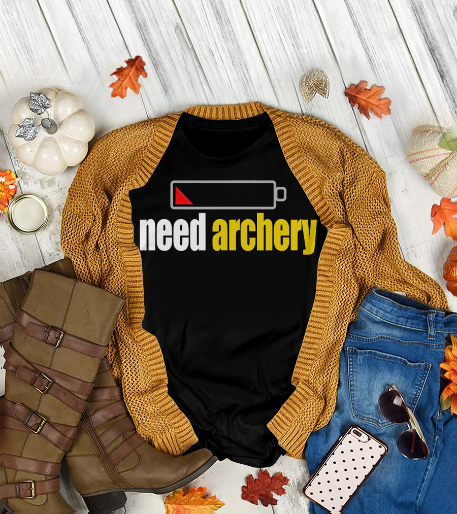 Need Archery Low Battery Funny Bow Hunter T-Shirt