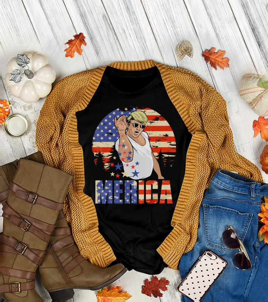 Merica 4th of July Trump Salt Bae American Flag T-Shirt