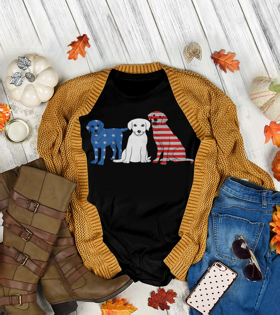Blue White Red Labrador Lab American Flag Colors T-Shirt