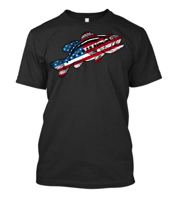 4th Of July American Flag Bass Fishing T-Shirt