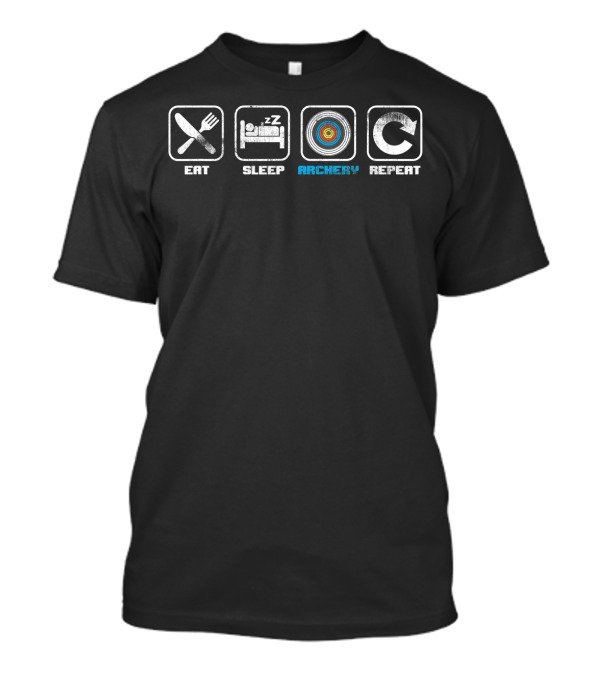 Eat Sleep Archery Repeat Bow And Arrow Target Cool T-Shirt