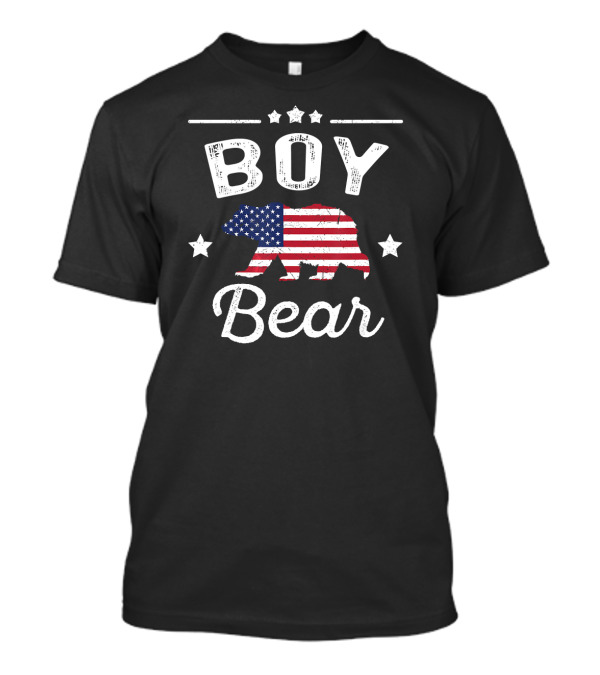 Boy Bear American Flag Patriotic Stars 4th Of July T-Shirt