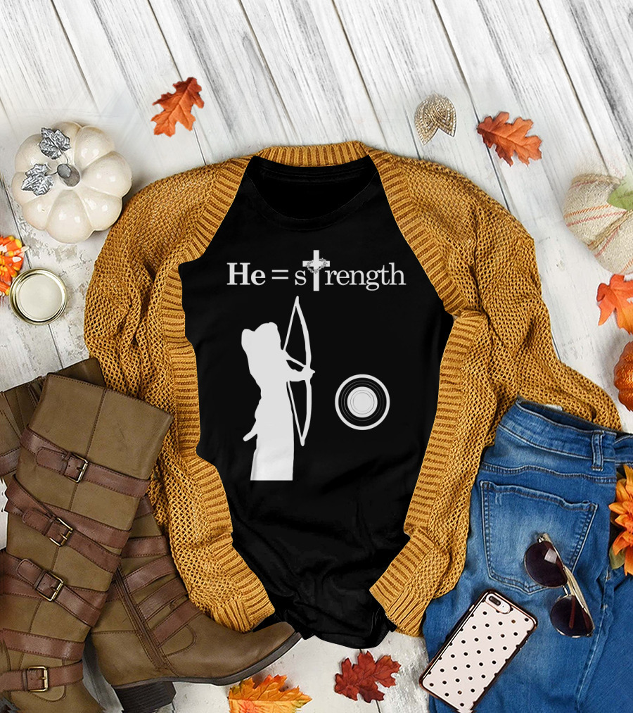 He is Strength Christian Sports Inspirational Quote Jesu T-Shirt