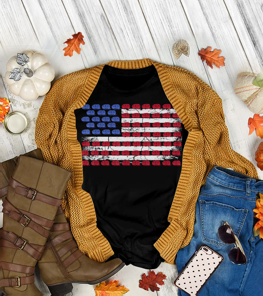 American Flag RV Camper Patriotic Camping US Flag Camper Vans T-Shirt