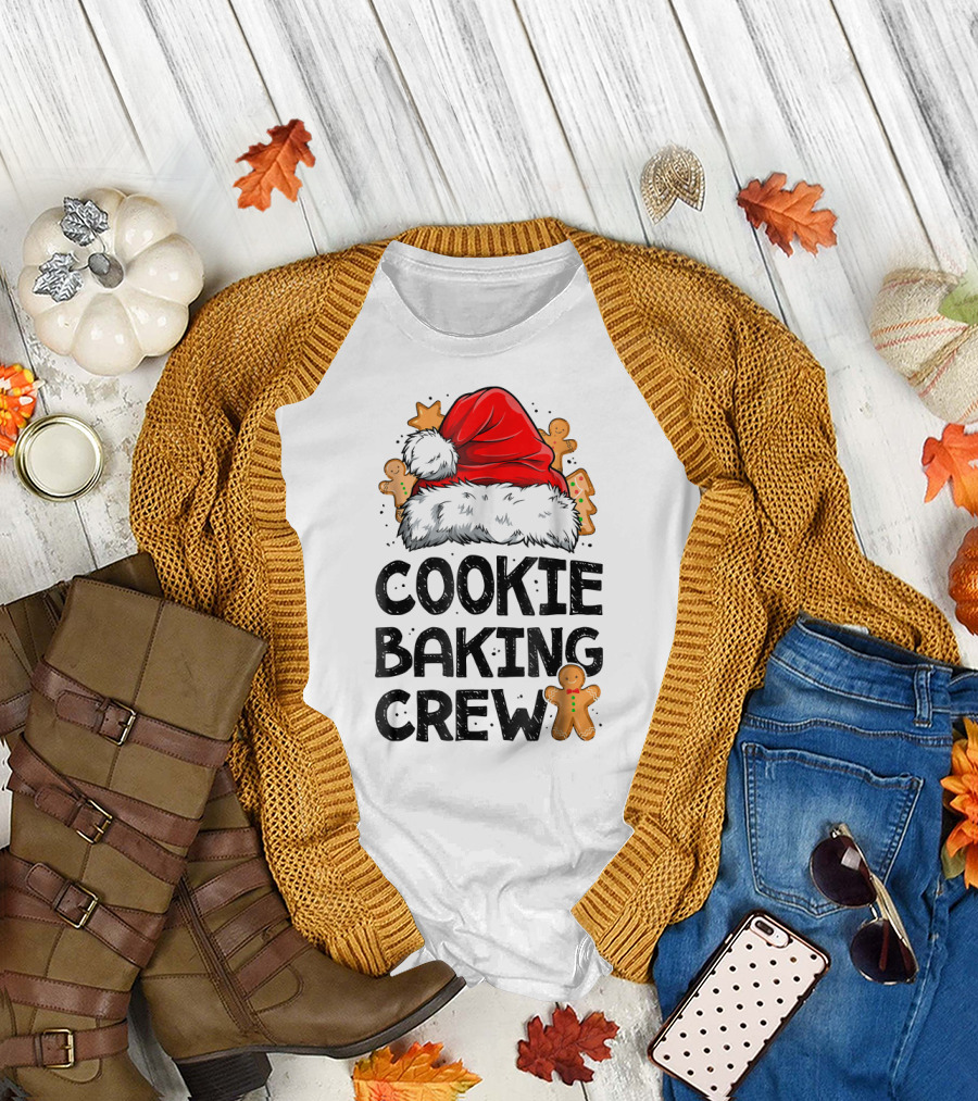 Cookie Baking Crew Gingerbread Santa Hat Christmas Fun T-Shirt