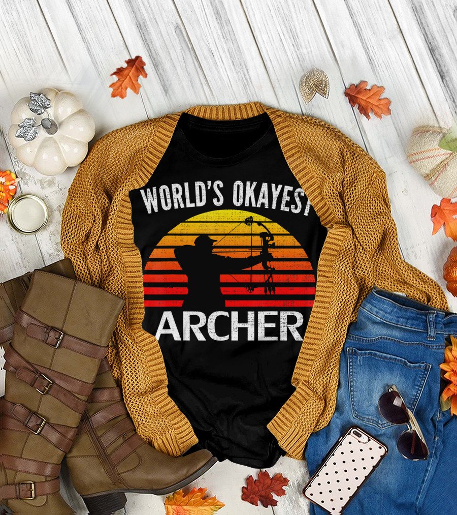 World's Okayest Archer Retro Sunset T-Shirt