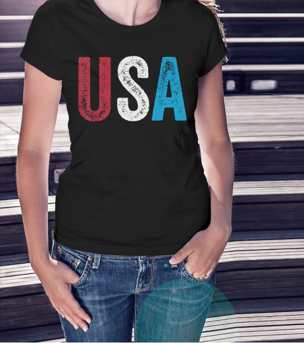 USA Red White Blue American Flag Colors 4th Of July T-Shirt