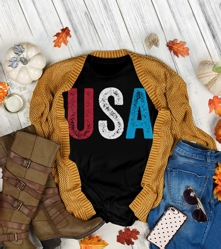 USA Red White Blue American Flag Colors 4th of July T-Shirt
