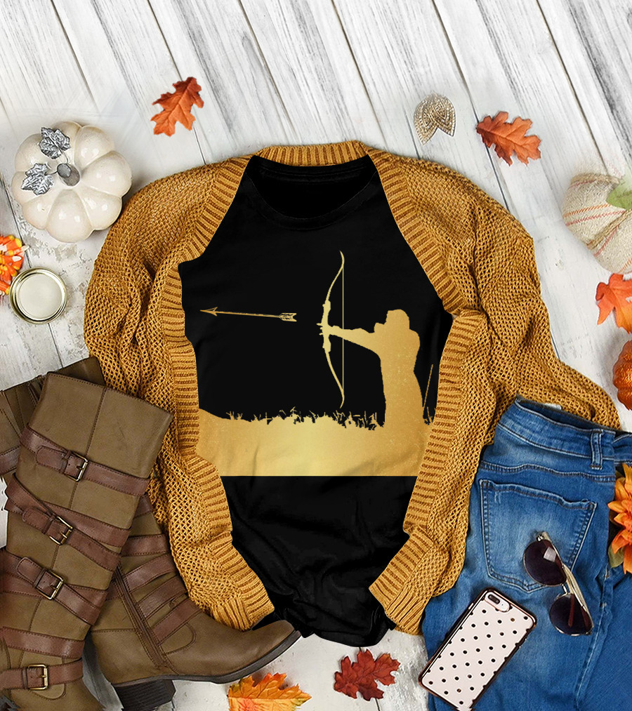Gold Archery Archer Bow Arrow Funny Party T-Shirt
