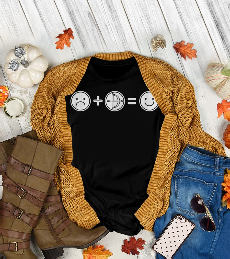 Sad Face Plus Archery Equals Happy Face Bow Hunting T-Shirt