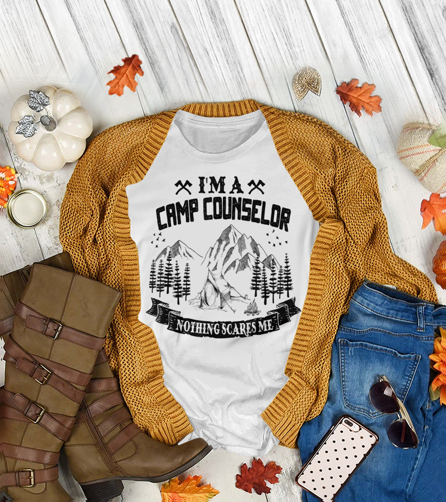 I'm A Camp Counselor Nothing Scares Me Mountain Adventure T-Shirt
