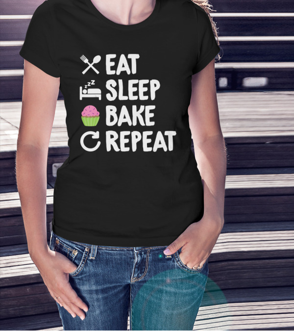 Eat Sleep Bake Repeat Cupcake Icons T-Shirt