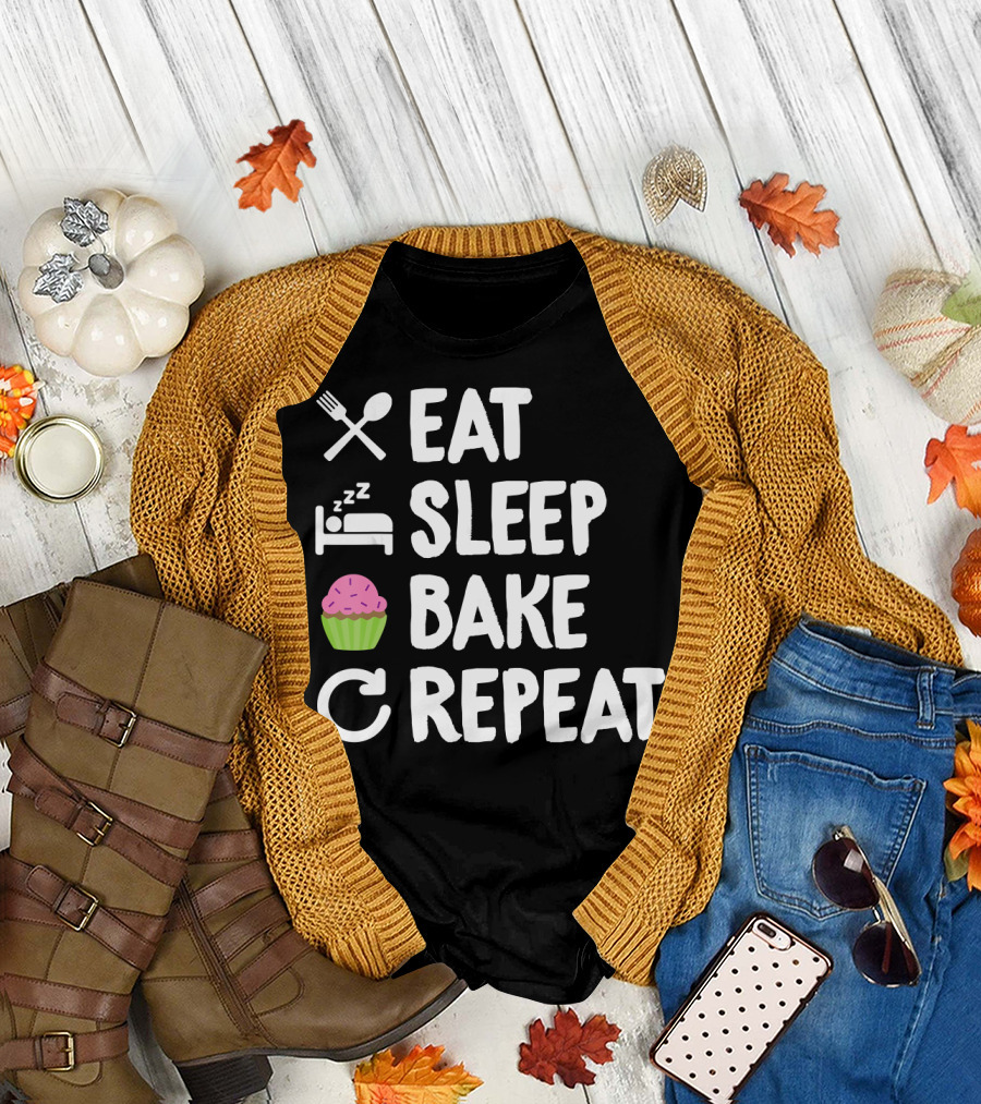 Eat Sleep Bake Repeat Cupcake Icons T-Shirt