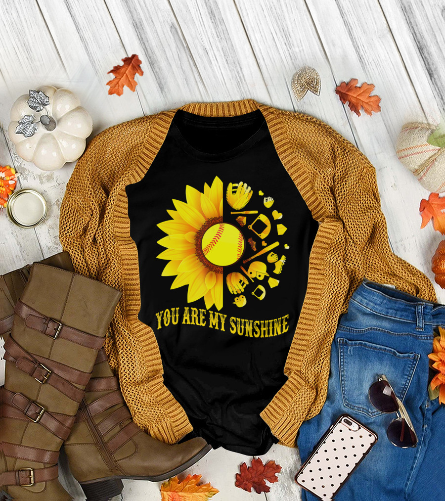 You Are My Sunshine Sunflower Baseball Softball Fan T-Shirt