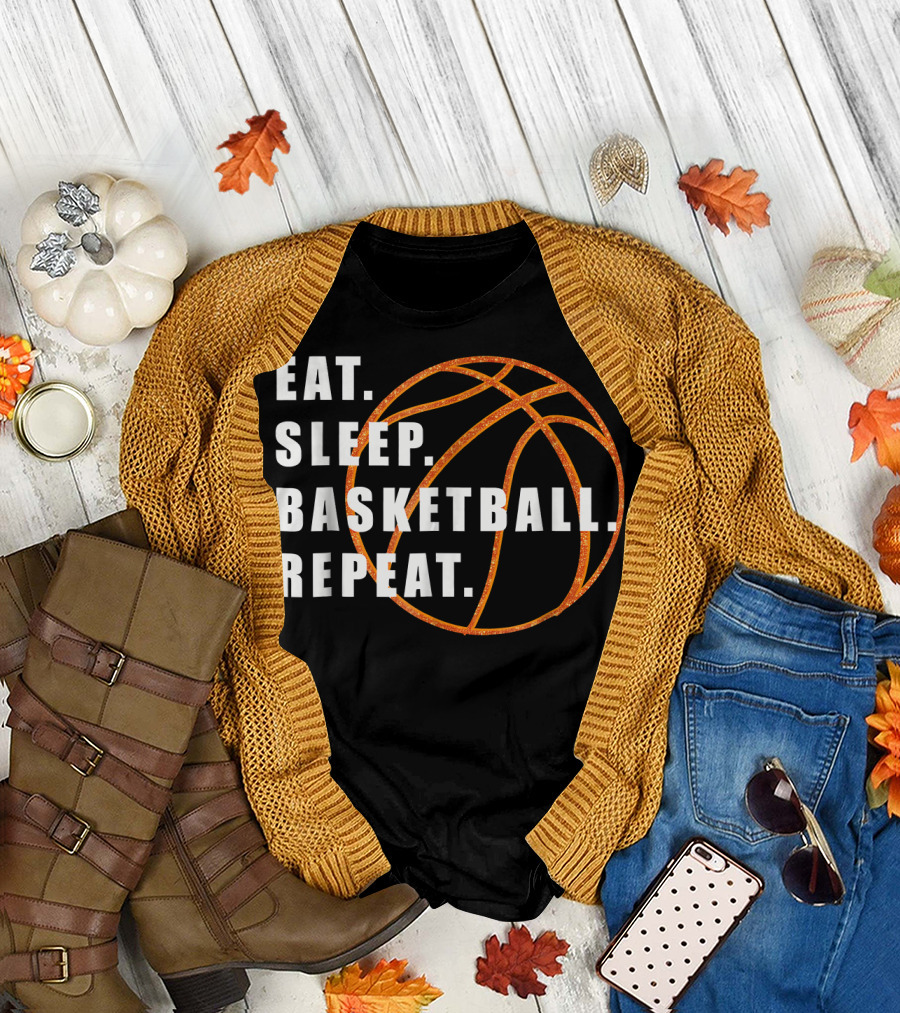 EAT SLEEP BASKETBALL REPEAT Funny Sc T-Shirt