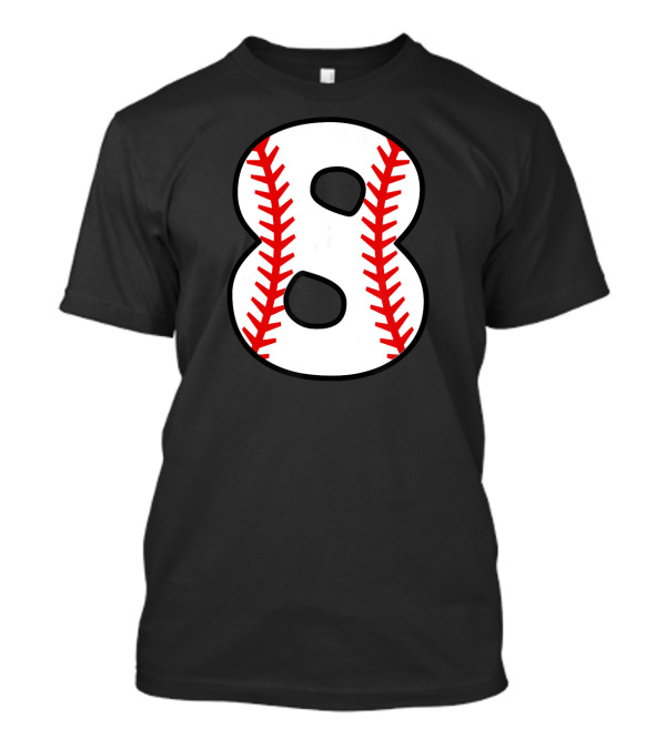 Eight Birthday 8th Baseball Number Stitch T-Shirt