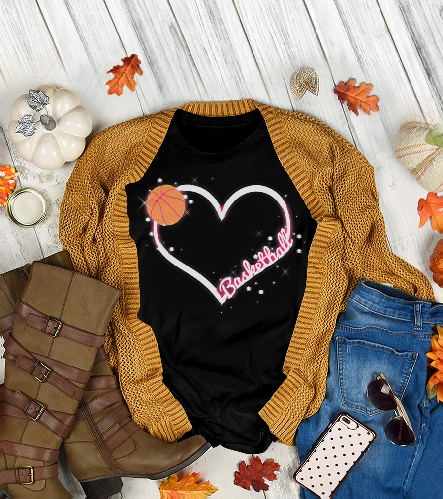 I Love Basketball Heart with Basketball Player Girl T-Shirt