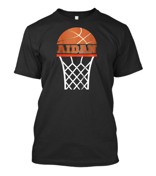 Basketball Hoop Design Custom Name Aidan Kids T-Shirt