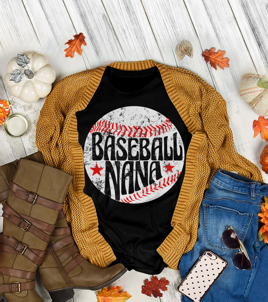 Baseball Nana Proud Grandson Grandma Appreciation T-Shirt