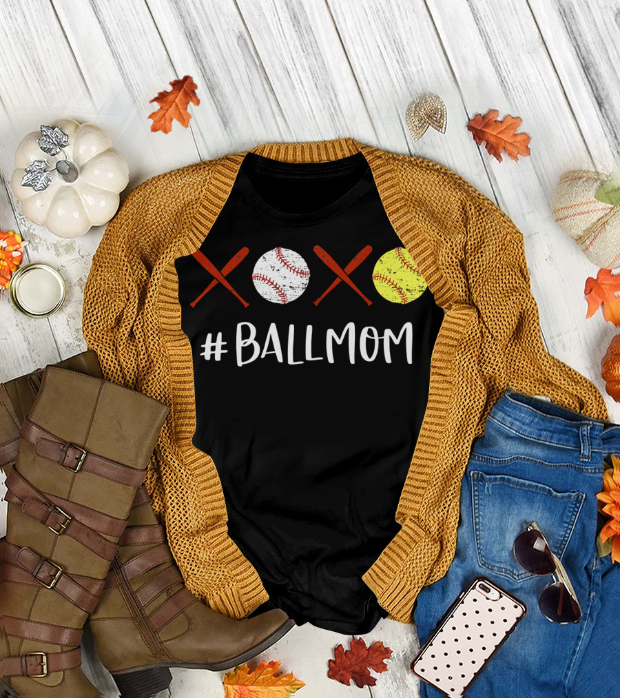 XOXO Ball Mom Baseball Softball T-Shirt