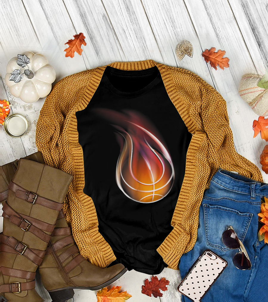 Basketball on Fire Flame Iconic T-Shirt