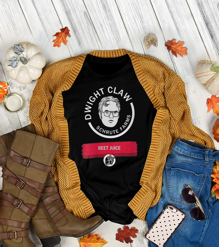 Dwight Claw Schrute Farms Beet Juice Logo Black T-Shirt