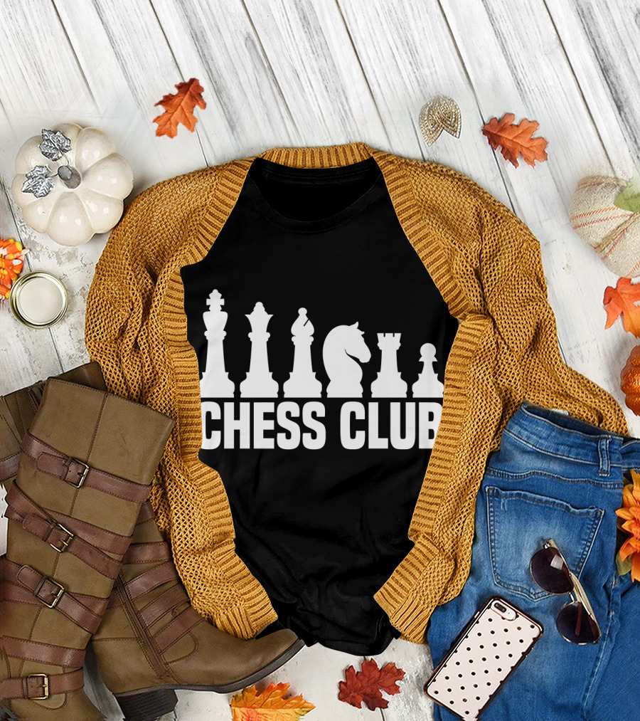 Chess Club Chess Lovers Player Pawns Kings Knights Rooks T-Shirt