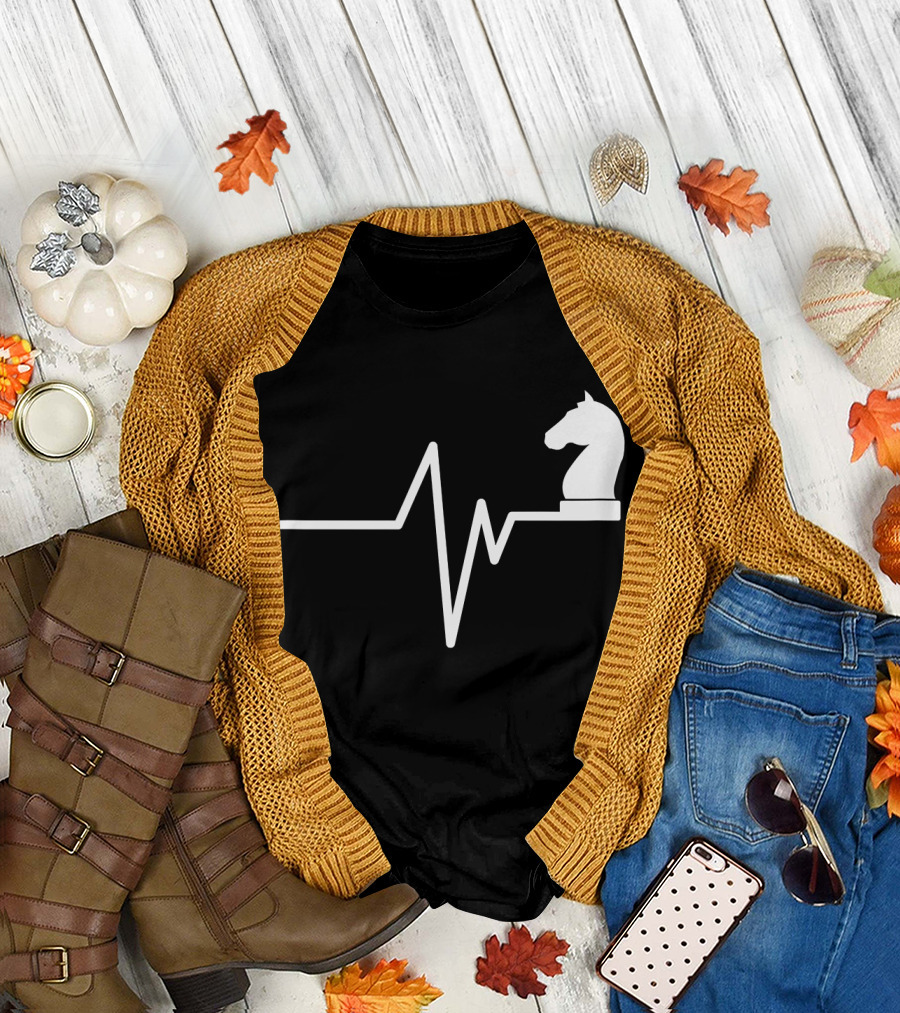 Chess Heartbeat Funny Chess Day Player Knight T-Shirt