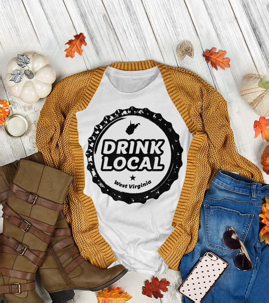 Drink Local West Virginia Craft Beer Bottle Cap T-Shirt