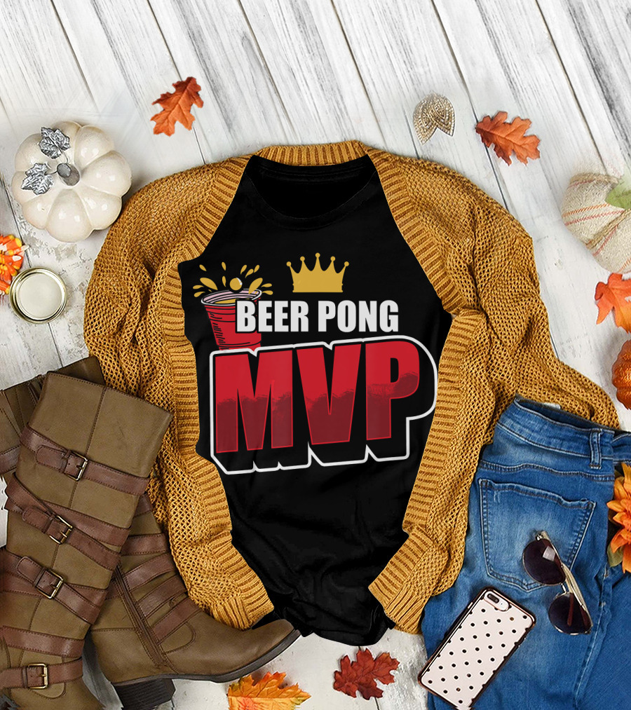 Beer Pong MVP Champion Cup Crown Splash T-Shirt