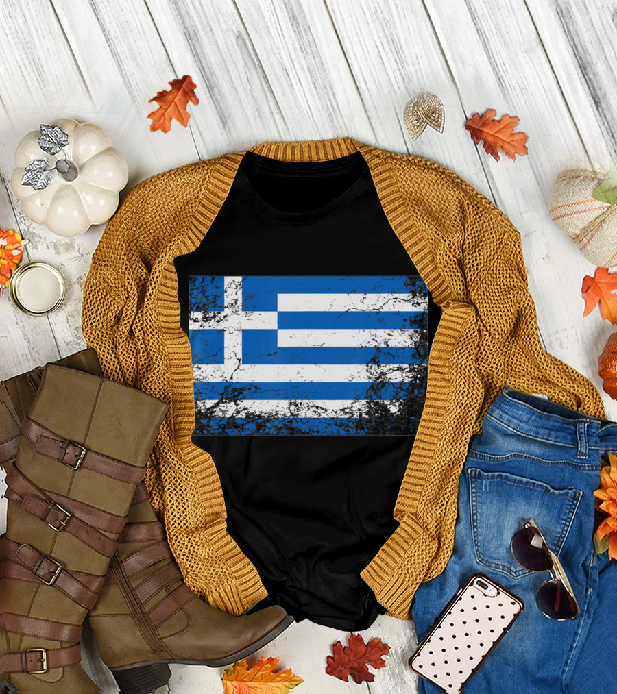 Greek National Flag Vintage T-Shirt