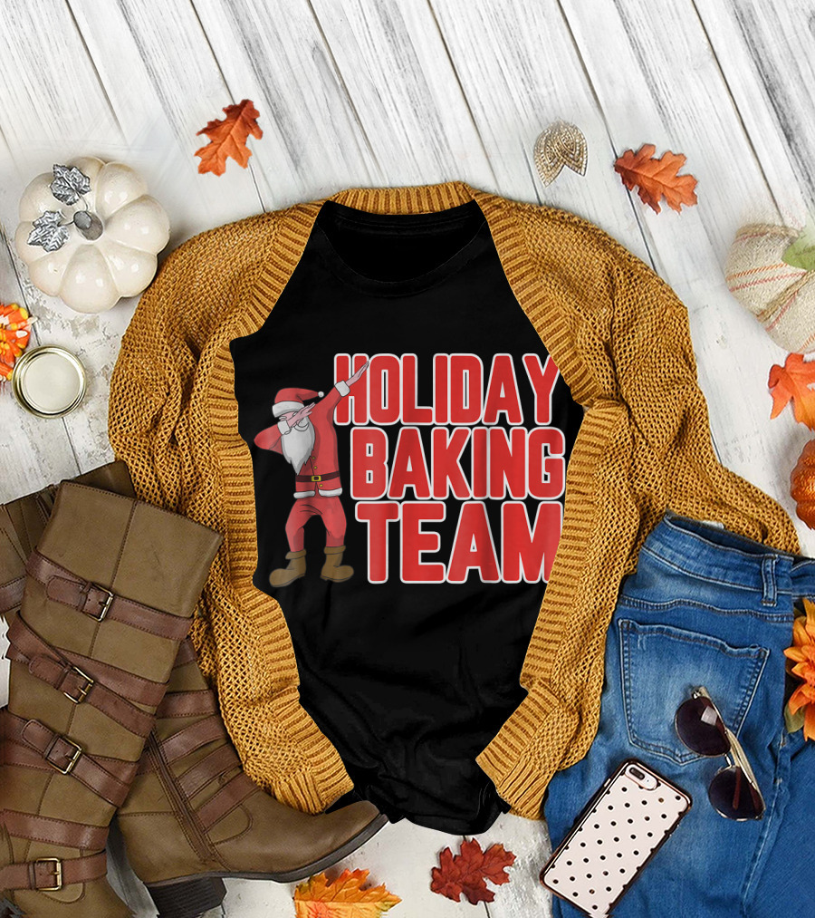 Holiday Baking Team Santa Dabbing Christmas T-Shirt