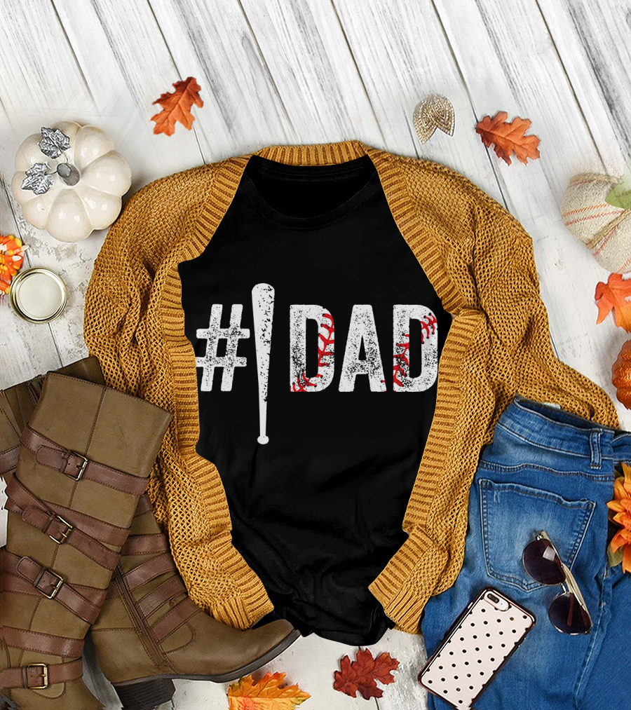 Dad Baseball Bat Number One Daddy T-Shirt
