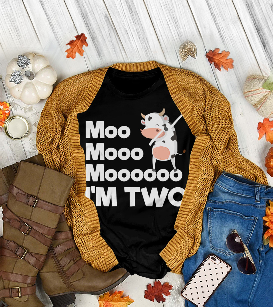 Moo Mooo Mooooo I'm Two 2nd Birthday Cute Funny Cow Dab T-Shirt