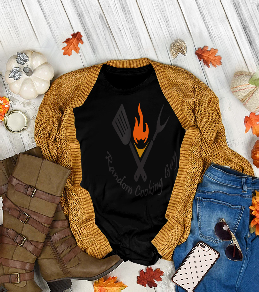 Random Cooking Guy Flame Fork Spatula T-Shirt
