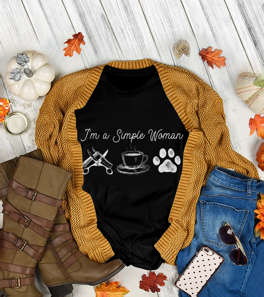 I'm a Simple Woman Hair Stylist Coffee Paw Prints T-Shirt