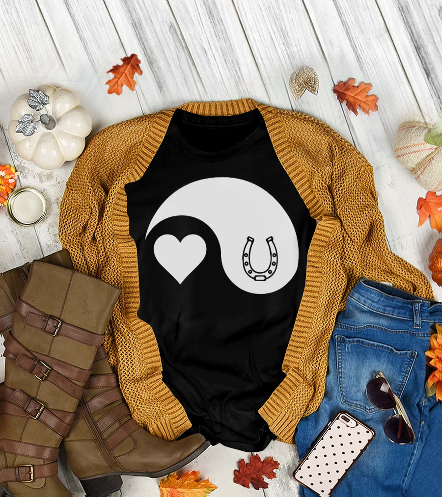 Buddhism Equestrian Rider Equine Heart Ying Horseshoe T-Shirt