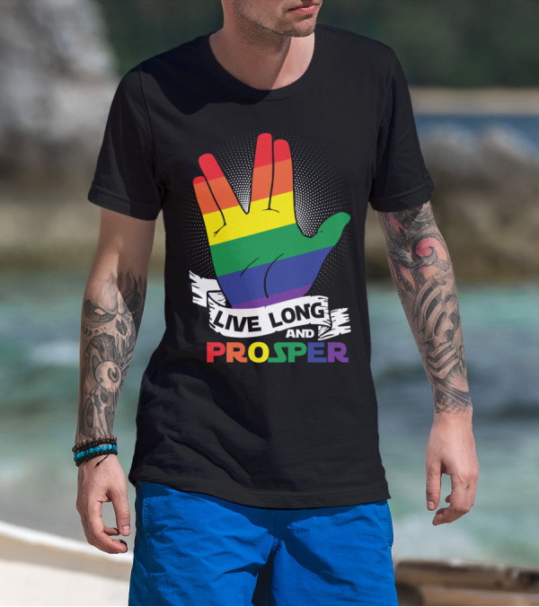 Live Long And Prosper Rainbow Hand Gesture T-Shirt