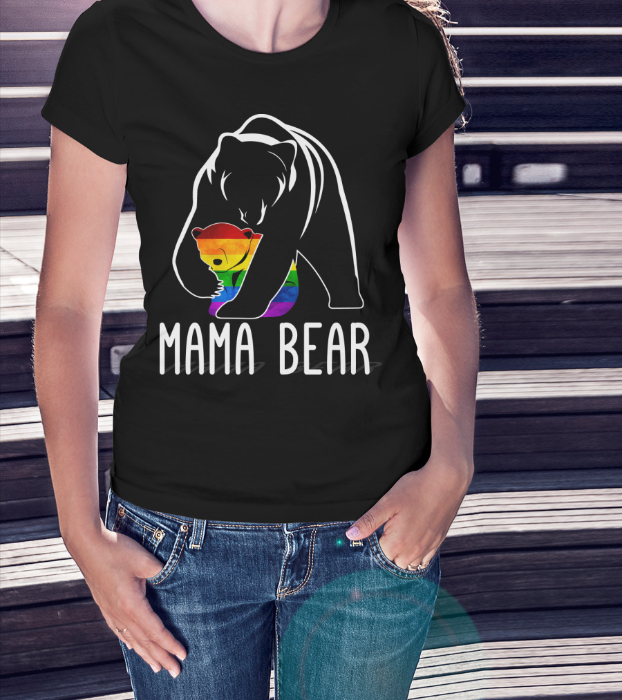 Mama Bear Rainbow Pride Bear Hug T-Shirt