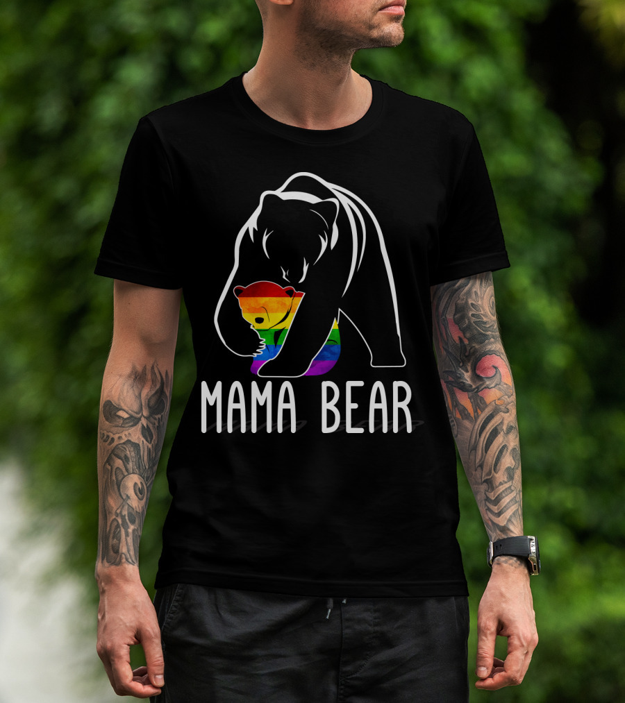 Mama Bear Rainbow Pride Bear Hug T-Shirt