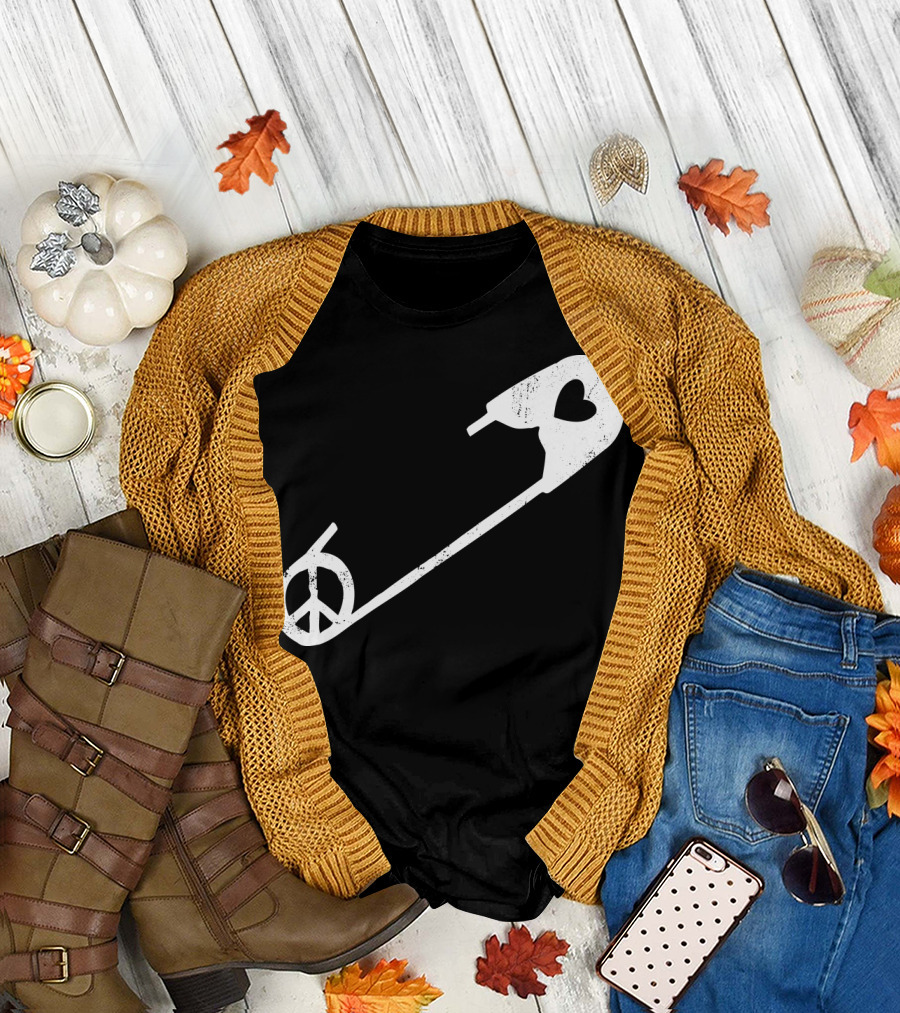Peace Heart Safety Pin T-Shirt