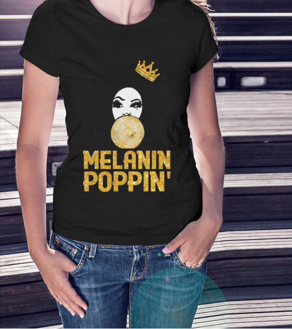 Melanin Poppin' Afro Queen Gold Bubblegum Crown T-Shirt