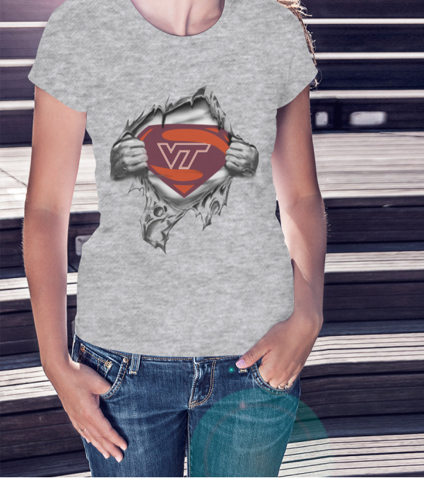 VT Hokies Super Man Logo Heroic Emblem T-Shirt
