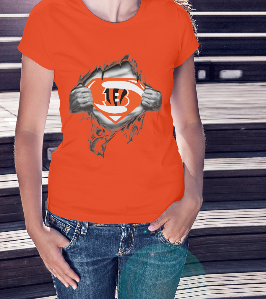 Bengals Superman Emblem Tear T-Shirt