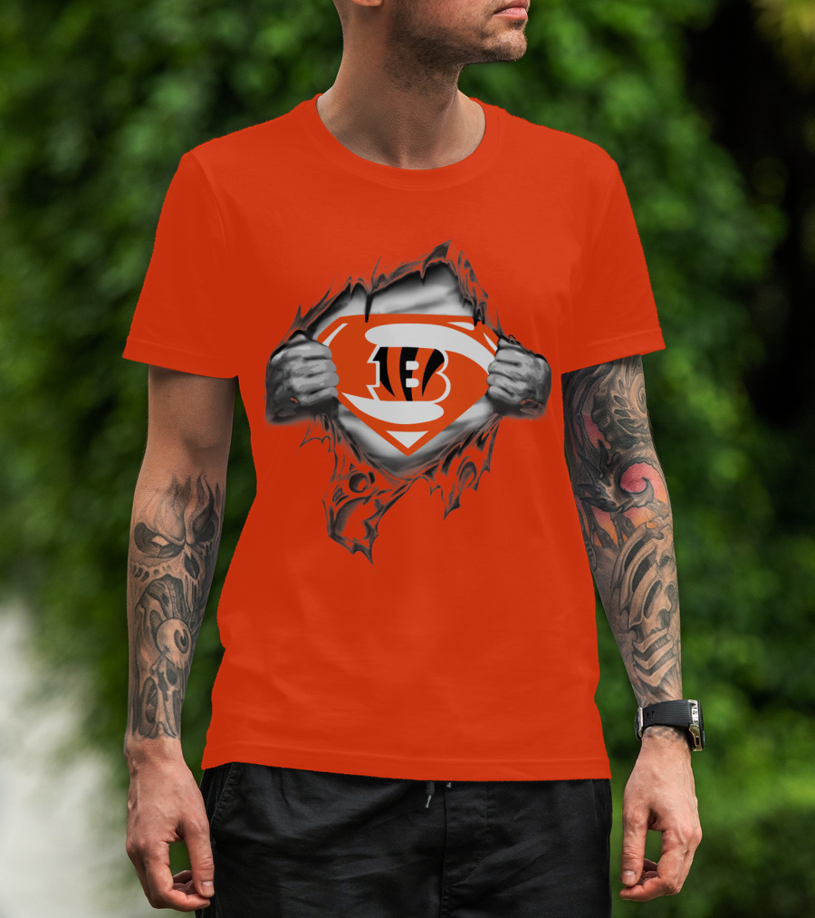 Bengals Superman Emblem Tear T-Shirt